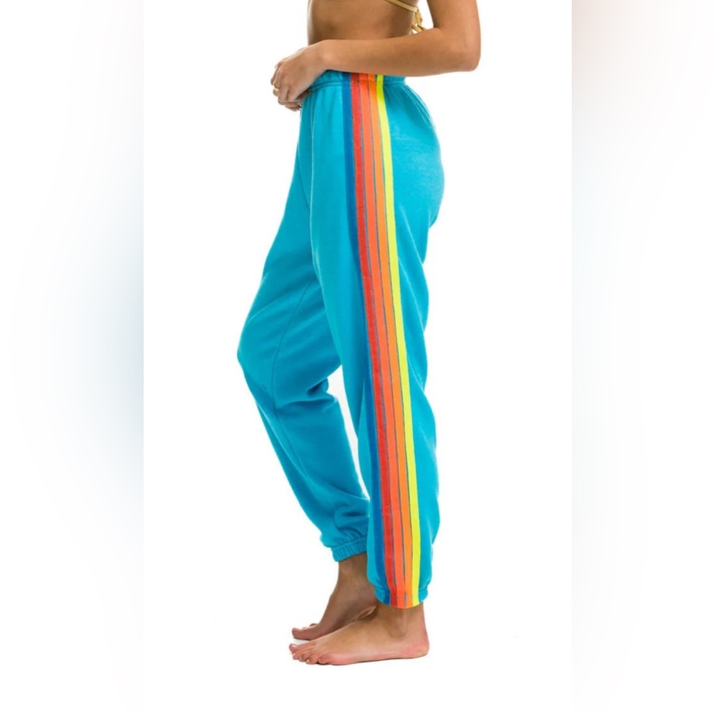 Aviator Nation 5 STRIPE SWEATPANTS- NEON BLUE